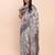 off-white navy blue linen cotton saree with zari woven border