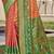 Exquisite orange green pochampalli soft silk saree with grand ikat woven pallu perfect for weddings festivals  sari
