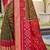 brown red pochampalli silk blend saree with ikat woven pallu
