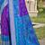 violet sky blue pochampalli silk blend saree with ikat woven pallu