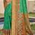 green brown pochampalli silk blend saree with ikat woven pallu
