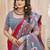 Royal red grey pochampalli soft silk saree with traditional ikat woven pallu perfect for festive sari wedding sari