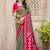 Mehendi green red pochampalli silk blend saree with ikat woven pallu