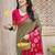 Mehendi green red pochampalli silk blend saree with ikat woven pallu