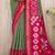 Mehendi green red pochampalli silk blend saree with ikat woven pallu
