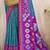 Sea green violet pochampalli silk blend saree with ikat woven pallu