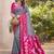 Grey magenta pochampalli silk blend saree with ikat woven pallu