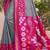 Grey magenta pochampalli silk blend saree with ikat woven pallu
