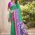 Sea green violet pochampalli silk blend saree with ikat woven pallu