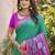 Sea green violet pochampalli silk blend saree with ikat woven pallu