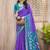 Violet sky blue pochampalli silk blend saree with ikat woven pallu