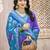 Violet sky blue pochampalli silk blend saree with ikat woven pallu