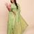 off green floral weave linen cotton saree with soft gold pallu