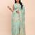 light green floral weave linen cotton saree with soft gold pallu