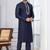 Blue Blended Cotton kurta pyjama set