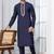 Blue Blended Cotton kurta pyjama set
