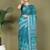 Sea green printed cotton ready-to-wear saree with pocket inner lining