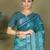 Sea green printed cotton ready-to-wear saree with pocket inner lining