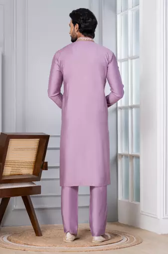 Pink Blended Cotton kurta pyjama set