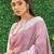 Lavender linen cotton saree with intricate woven border contrast pallu soft lightweight traditional drape tasselsari