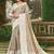 Beige linen cotton saree with intricate woven border contrast pallu