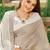 Beige linen cotton saree with intricate woven border contrast pallu
