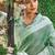 Sea green linen cotton saree with intricate woven border contrast pallu