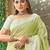 Light green linen cotton saree with intricate woven border contrast pallu