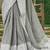 Grey linen cotton saree with intricate woven border contrast pallu