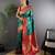 Green silk blend woven butta weaving banarasi saree with zari border