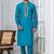 Blue Blended Cotton kurta pyjama set