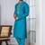 Blue Blended Cotton kurta pyjama set