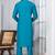 Blue Blended Cotton kurta pyjama set