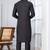 Black Blended Cotton kurta pyjama set