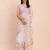 Light pink cotton cotton saree with tribal floral print