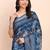 Indigo blue cotton cotton saree with tribal floral print