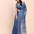 Indigo blue cotton cotton saree with tribal floral print