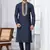 Navy Blue Blended Cotton kurta pyjama set
