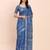 Indigo blue cotton cotton saree with tribal floral print