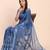 Indigo blue cotton cotton saree with tribal floral print