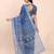 Indigo blue cotton cotton saree with tribal floral print