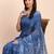 Indigo blue cotton cotton saree with tribal floral print