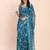 Sea green cotton cotton saree with tribal floral print