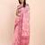 Light pink cotton cotton saree with tribal floral print