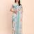Sky blue cotton cotton saree with tribal floral print