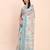 Sky blue cotton cotton saree with tribal floral print
