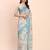 Sky blue cotton cotton saree with tribal floral print