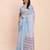 Sky blue cotton cotton saree with tribal floral print