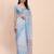 Sky blue cotton cotton saree with tribal floral print