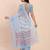 Sky blue cotton cotton saree with tribal floral print